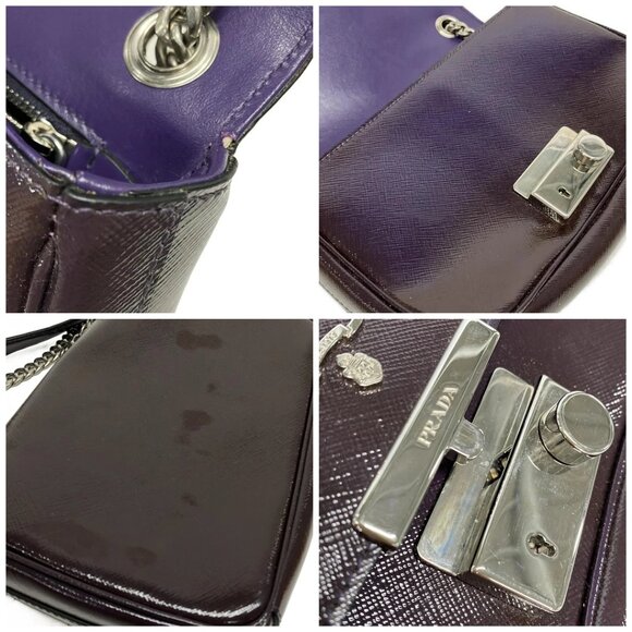Auth PRADA Purple Patent Leather Shoulder Bag - Picture 12 of 14